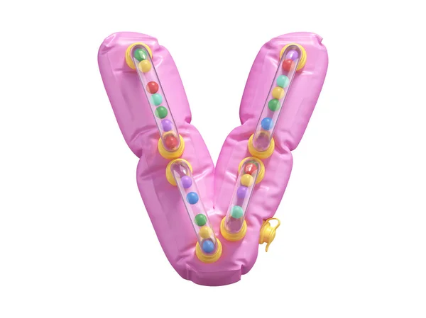Inflatable Pink Letter Colorful Balls Tubes — Stock Photo, Image