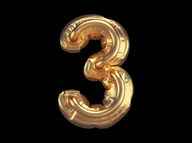 Siyah arkaplanda altın 3 numara