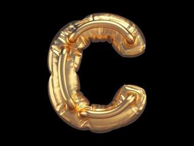 Siyah zemin üzerinde tüpler olan altın c harfi