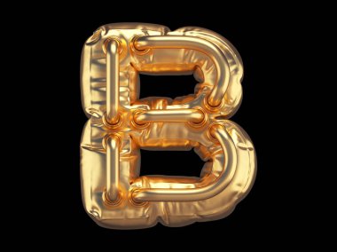 Siyah zemin üzerinde tüpler olan altın b harfi