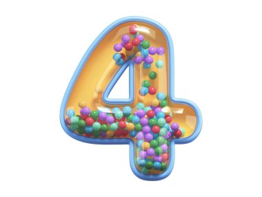 Çok renkli toplarla dolu 4 numara