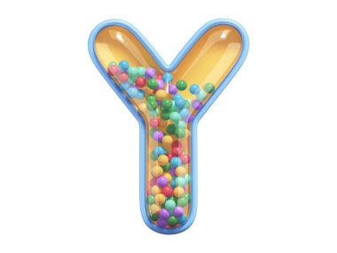 Y harfi çok renkli toplarla dolu