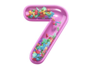 Konfetilerle dolu Pembe 7 numara