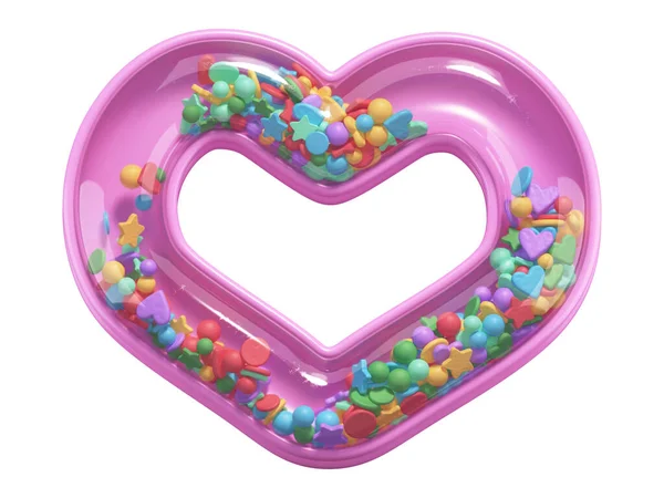 Símbolo Coração Rosa Cheio Confete — Fotografia de Stock