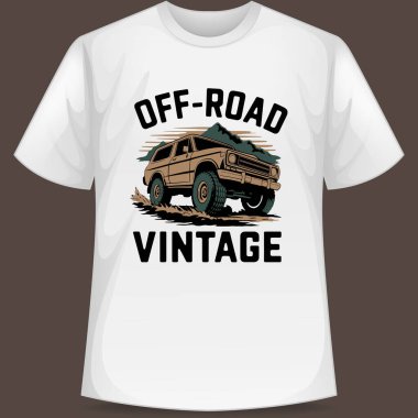 Off-Road Vintage Tişört Tasarım Dağ Macerası, Retro Truck Illustration