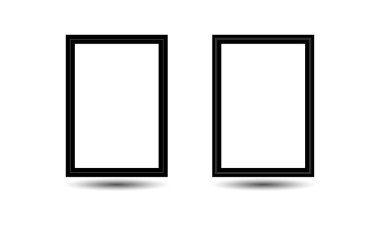 Two Vertical Blank Black Photo Frames with Shadow.