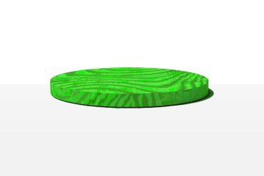 Realistic 3D Green Wood Round Podium for Product Display Vector.