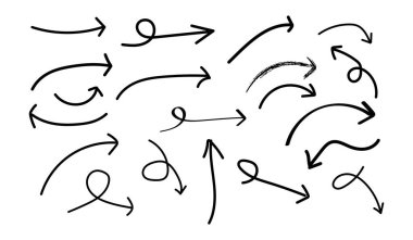 Set of Scribble Hand-Drawn Arrows Vector Illustration.