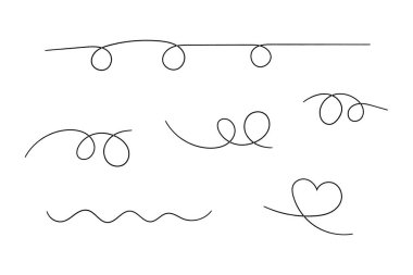 Hand Drawn Curly Lines, Swashes, and Divider Doodles Vector Set.