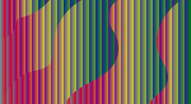 Abstract pink and white vertical lines with flowing wave shapes.