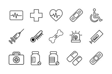 Tıbbi Sağlık Ana Hattı Simge İlk Yardım ve Acil Durum Sembollerini Ayarla.