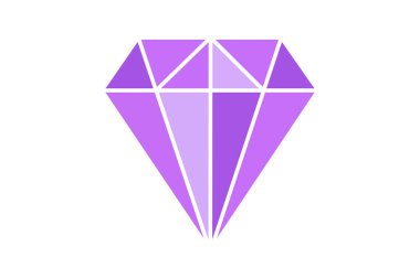 Mor Elmas Simge Vektörü Mücevher Mücevher Logosu Düz Tasarım Lüks ve Güzellik Markası