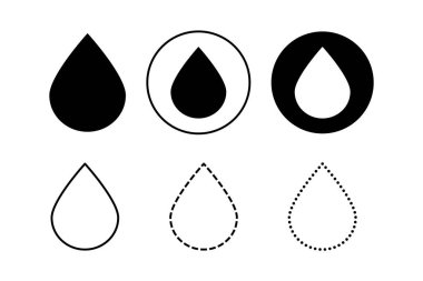 Silüet, Taslak, Kesik ve Noktalı Gözyaşı Şekilleri Minimum Tasarım İçin Su Damlası Simgesi Ayarları