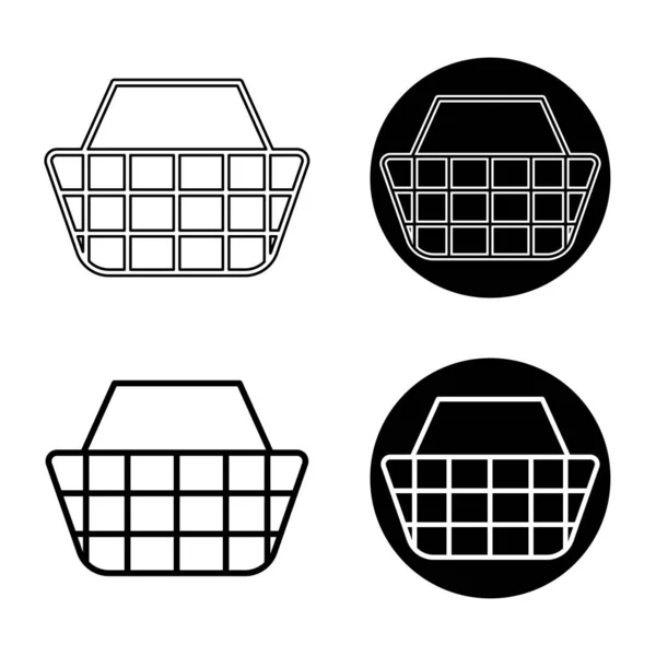 Siyah ve Beyaz Vektör İllüstrasyonunda Alışveriş Sepeti Simgeleri. Alışveriş, piyasa, mağaza veya perakende konseptleri için evrensel sembol. Kullanıcı arayüzü tasarımı, web, uygulamalar için mükemmel.