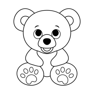 Mutlu bir gülümseme vektör illüstrasyonlu şirin çizgi film ayısı. Boyama sayfaları, çocuk tasarımları, çocuk dekorları, çıkartmaları veya eğitim malzemeleri için mükemmel.