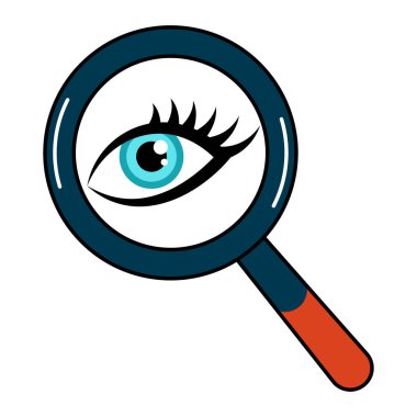 Eye Under Magnifying Glass Vector Illustration. The image symbolizes search, vision, observation, investigation and focus. Perfect for logos, websites, presentations.
