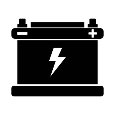 Araba Bataryası Simgesi Vektör İllüstrasyonu. Otomotiv temaları, enerji kavramları, mekanik hizmetler, elektrik güç simgeleri, uygulamalar, bilgi grafikleri ve eğitim materyalleri için mükemmel.