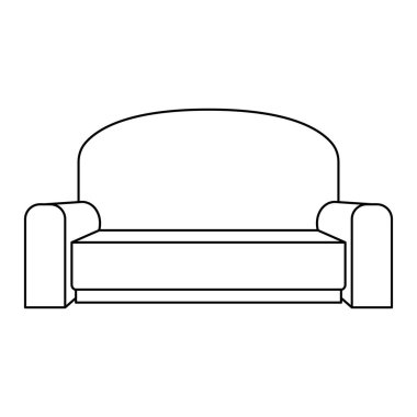Minimalist Kanepe Taslak Vektör İllüstrasyonu. İç tasarım projeleri, ev dekorasyonu rehberleri, mobilya katalogları, emlak malzemeleri, ikonlar, uygulamalar ve basılabilir grafikler için mükemmel.