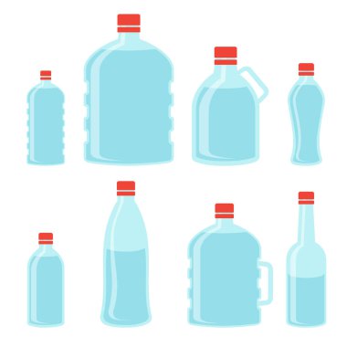 Tasarımınızı tamamlamak için çeşitli su plastik şişe koleksiyonu