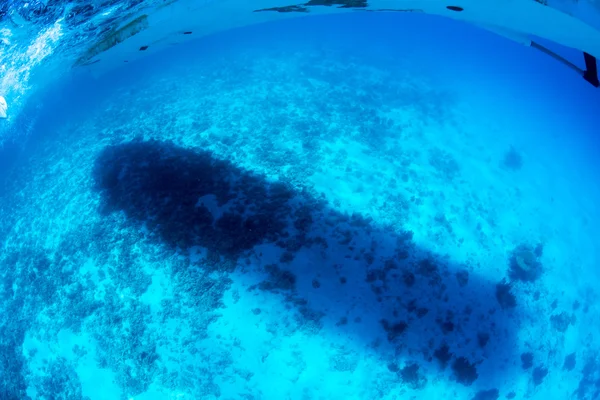 Ombre du bateau de plongée — Photo