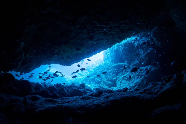 Rayos Luz Solar Cueva Submarina — Foto de Stock