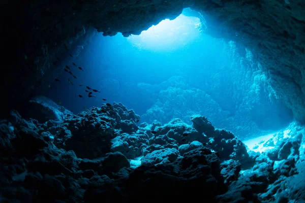 Rays Sunlight Underwater Cave — Stock Photo, Image