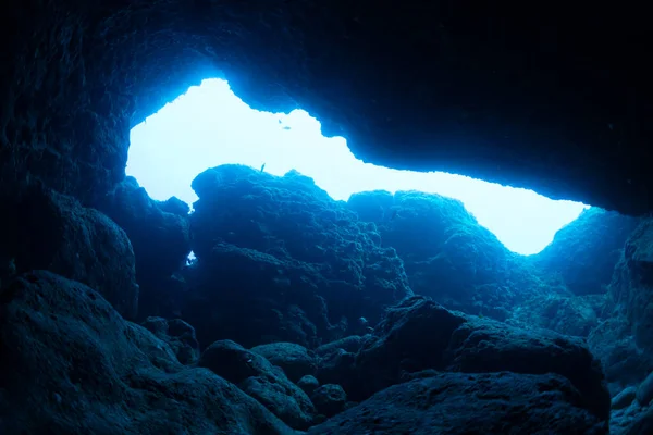 Rayons Soleil Dans Grotte Sous Marine — Photo