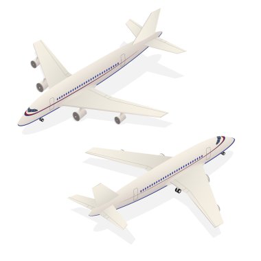 Yolcu uçak izometrik taşımacılığı. Vektör