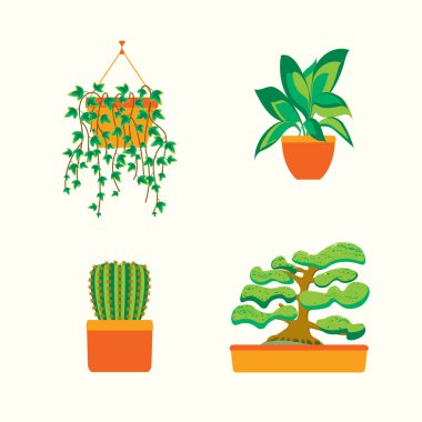 Yeşil bitkiler ev ya da ofis için. Vektör