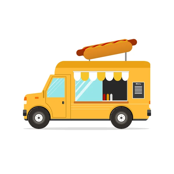 Hot Dog Van. Fast Food transportu. Wektor — Wektor stockowy