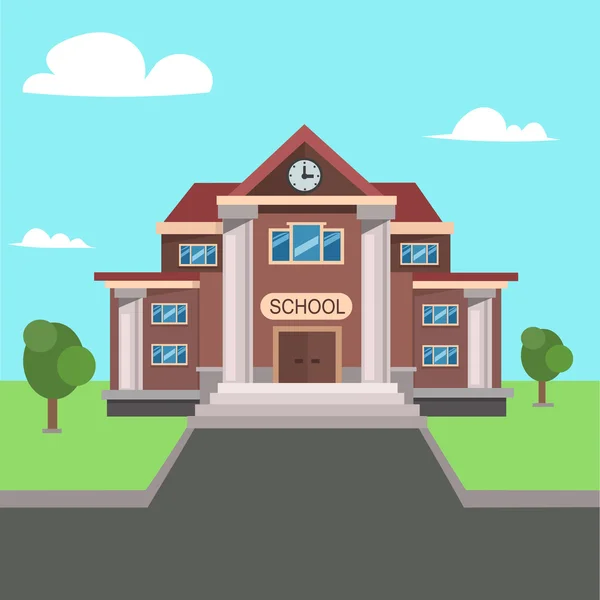 School Front View. Vector — Stock Vector