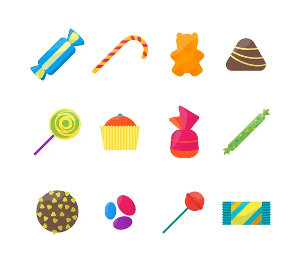 Sladké bonbony ikony nastavit. Vektor — Stockový vektor
