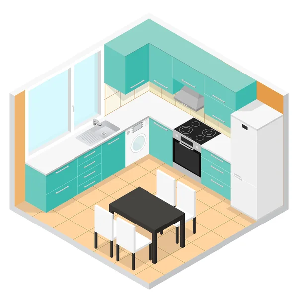 Cocina isométrica. Vector — Archivo Imágenes Vectoriales