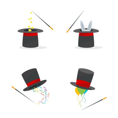 Sihirli şapka seti. Vektör