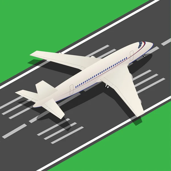 Passenger Airplane Isometric Landing. Vector — Stock Vector