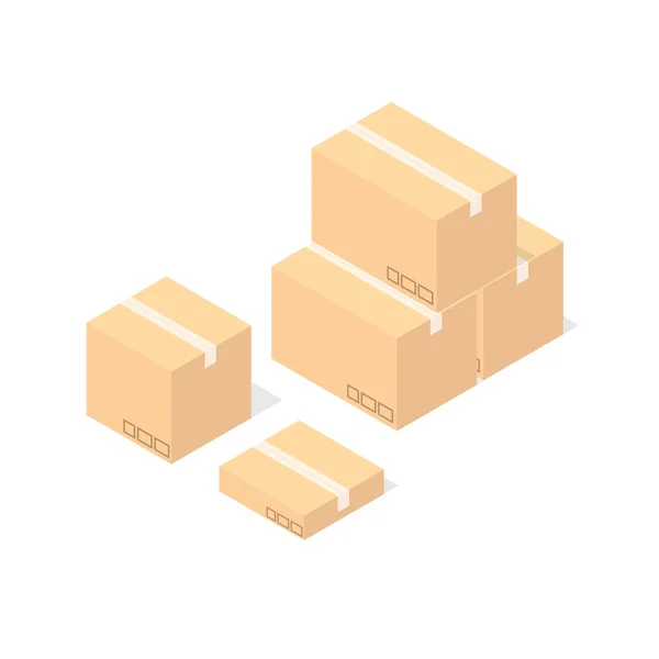 Cardboard Boxes Set. Vector — Stock Vector