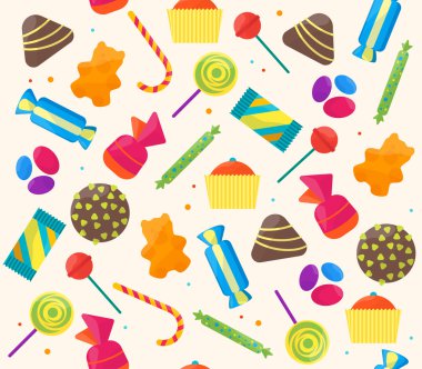 Tatlı şekerler arka plan deseni. Vektör