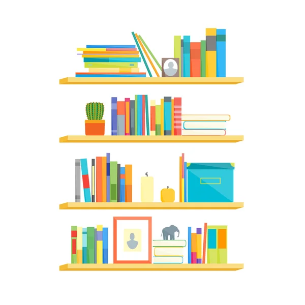 Estantes con libros coloridos. Vector — Archivo Imágenes Vectoriales