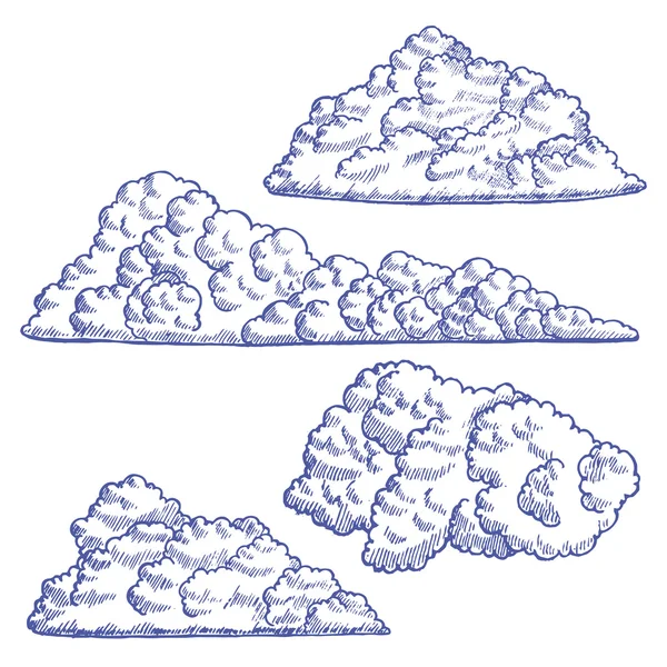 Wolken zeichnen Skizze. Vektor — Stockvektor