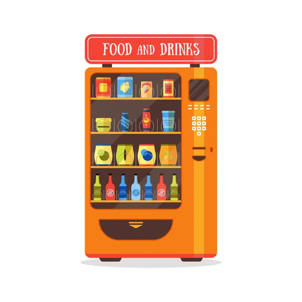 Vending Machine with Food and Drink. Vector — Stock Vector