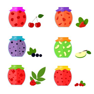 Reçel kavanozu kümesinde. Vektör