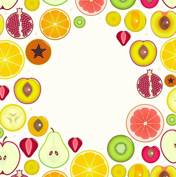 Tranches de fruits Cadre rond. Vecteur — Image vectorielle