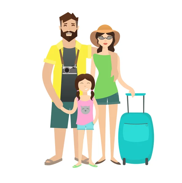 Familie reizen met kinderen. Vector — Stockvector