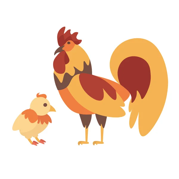 Κόκορας και κοτόπουλο. Διάνυσμα — Διανυσματικό Αρχείο