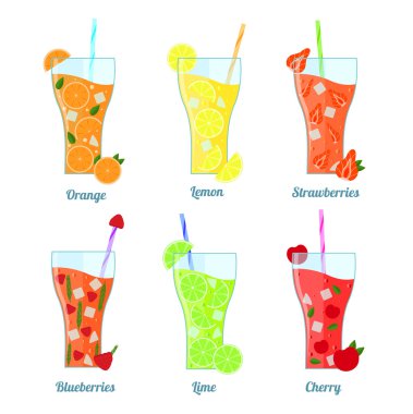 Meyve limonata yazıt ile ayarlayın. Vektör