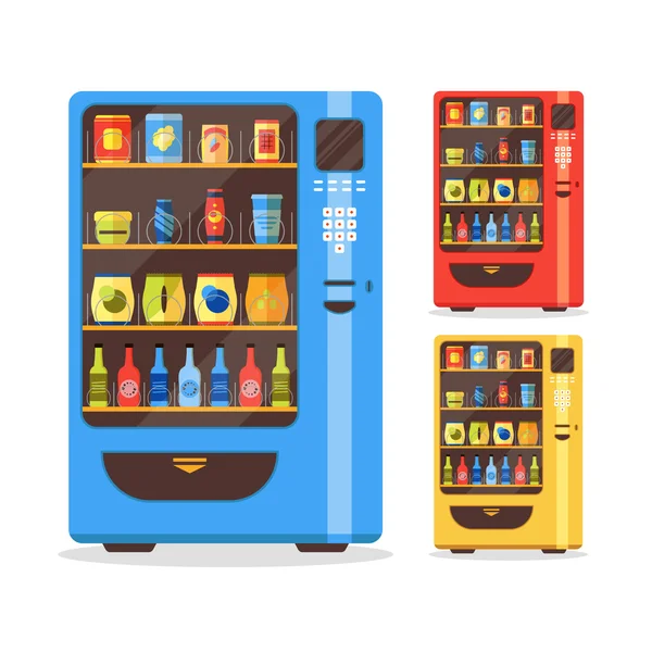Vending Machine Set met eten en drinken. Vector — Stockvector
