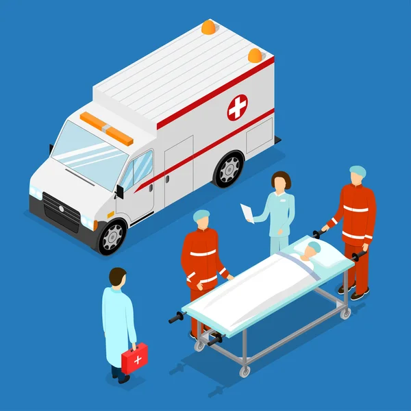 Concepto de Servicio de Ambulancia. Vector — Vector de stock