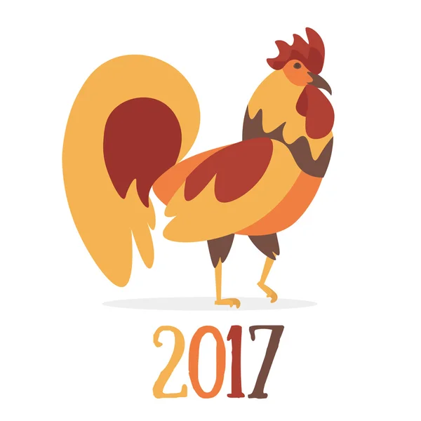 Cock Symbol of New Year. Vector — Stock Vector