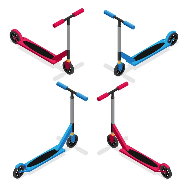 Conjunto de Scooter Push Kick colorido. Vetor —  Vetores de Stock