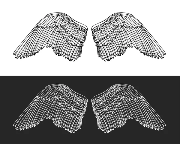 Křídla anděl ruku remíza skica. Vektor — Stockový vektor